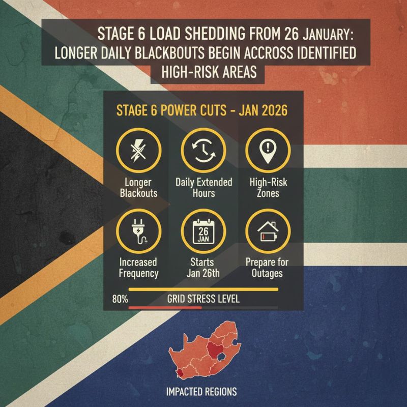 Stage 6 Load Shedding From 26 January 2026